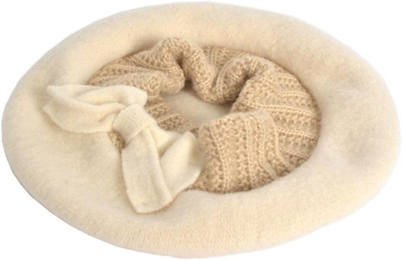 VECRY Lady French Beret 100% Wool Beret Floral Dress Beanie Winter Hat - Image 3
